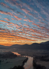 Wonderful sunrise with blue and orange sky