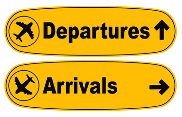 Yellow departures and arrivals sign