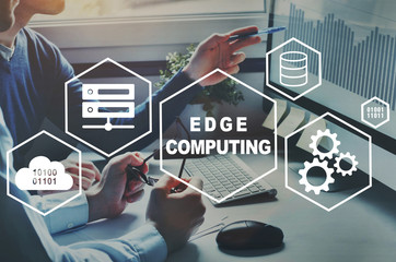 edge computing concept, diagram with icons