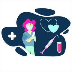 Nurse, emergency doctor, paramedic woman vector illustration. 