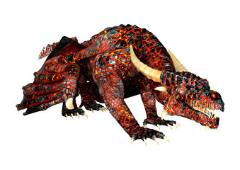 3D Rendering Fairy Tale Dragon on White
