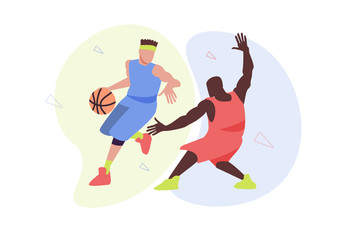 Obraz premium Sports illustration of playing basketball.