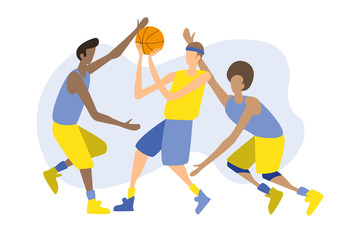 Sports illustration of playing basketball.