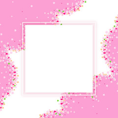 Cherry flowers blossom wreath card. Wedding ornament concept. Floral poster, invite. Decorative greeting card or invitation design background