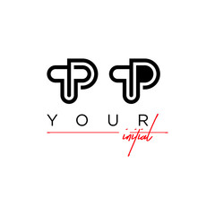 Design logo about the initials T and P are formed curved.