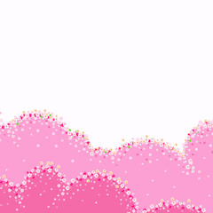 Cherry flowers blossom wreath card. Wedding ornament concept. Floral poster, invite. Decorative greeting card or invitation design background