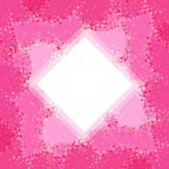 Cherry flowers blossom wreath card. Wedding ornament concept. Floral poster, invite. Decorative greeting card or invitation design background