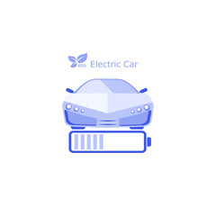 Logo electric car .Technologies of the future . Line electric car Icons . Charging a car through a battery .Ecology Vector illustration .	