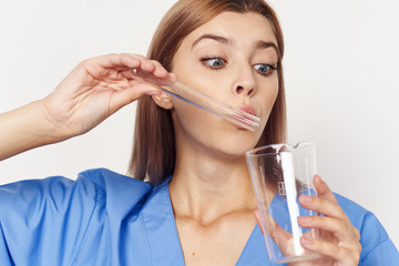 woman with a glass of water