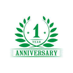 1 year logo design template. First anniversary vector and illustration.