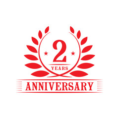 2 years logo design template. Second anniversary vector and illustration.