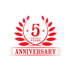 5 years logo design template. Fifth anniversary vector and illustration.