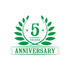 5 years logo design template. Fifth anniversary vector and illustration.