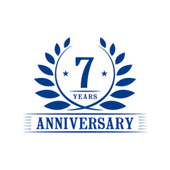 7 years logo design template. Seventh anniversary vector and illustration.