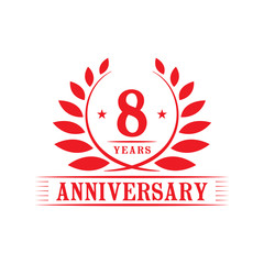 8 years logo design template. Eighth anniversary vector and illustration.