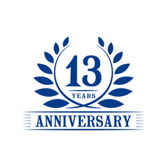 13 years logo design template. Thirteenth anniversary vector and illustration.