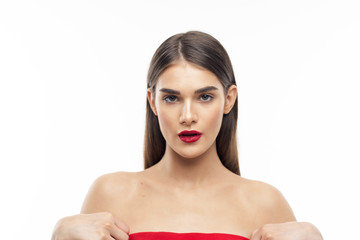 Naklejka premium beautiful woman bare shoulders clean skin