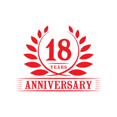 18 years logo design template. Eighteenth anniversary vector and illustration.