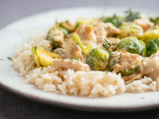 Vegan Chickun And Brussels Sprouts Alfredo