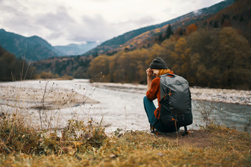 hiker on the top of mountain