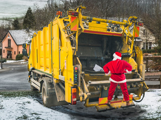 Garbage collection after a party Christmas, New year, concept. Firework, paper or different...