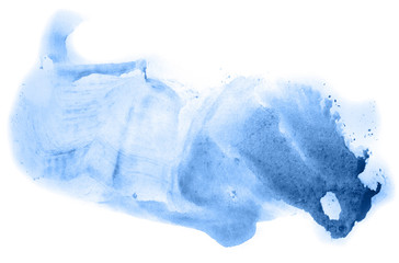 Fototapeta premium Abstract watercolor background hand-drawn on paper. Volumetric smoke elements. Blue color. For design, web, card, text, decoration, surfaces.