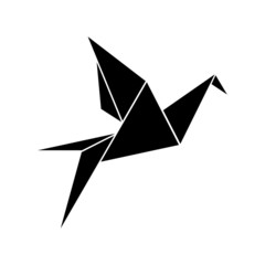 Origami Flying Bird Sign Symbol Icon. Geometric line shape for art of folded paper. Vector illustration