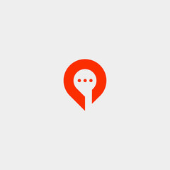 Location Map Chat Vector Logo Template Design