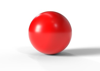 Red ball isolated on white background 3d rendering