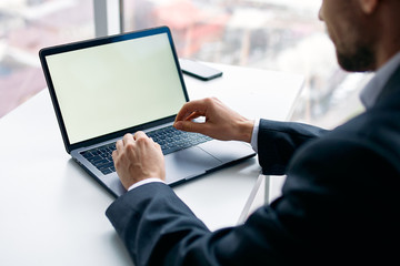 businessman working on digital tablet