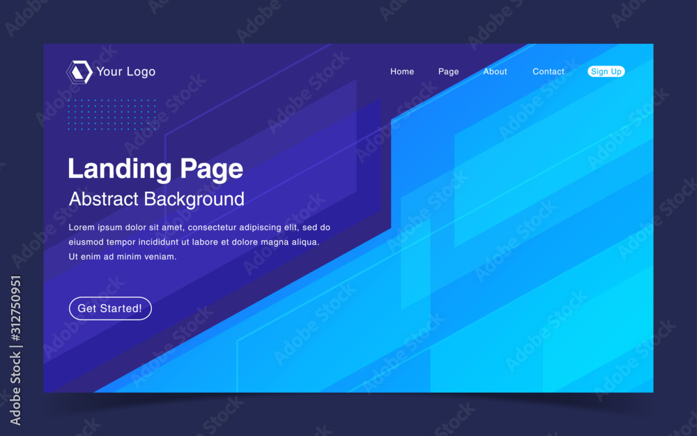 Wall mural website landing page with abstract background