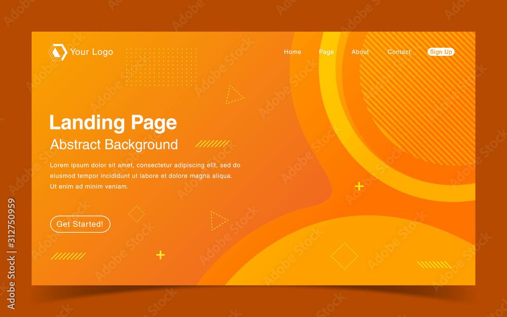 Wall mural website landing page with abstract background