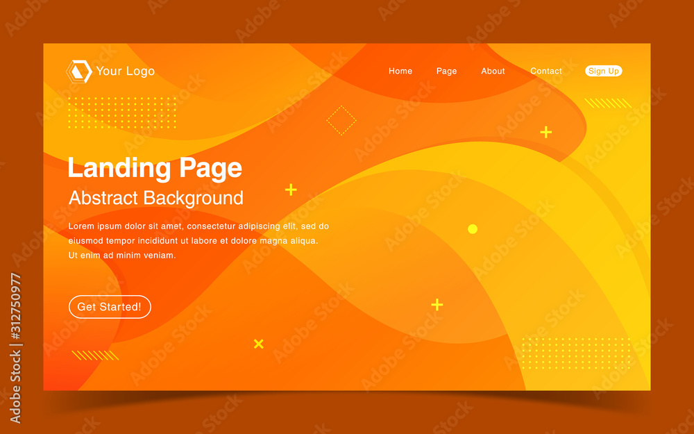 Wall mural website landing page with abstract background