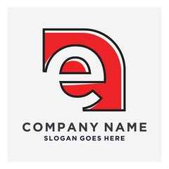 Initial E logo creative design in flat style with color