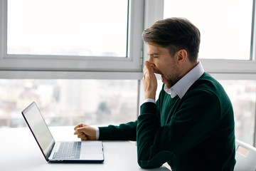 businessman working on laptop in office