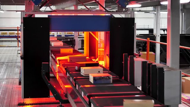 Automated warehouse with barcode scanning system