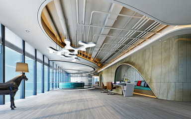 3d render of modern working office interior