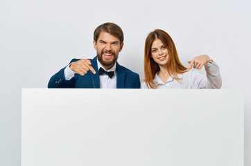 group of business people holding banner