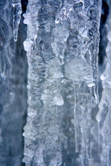 Icicles from a frozen waterfall