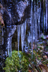 Icicles from a frozen waterfall