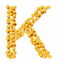 Basketball Font Letter K 3D Rendered on White