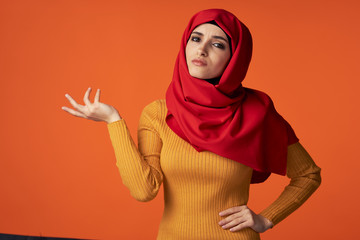 portrait of young woman in red dress