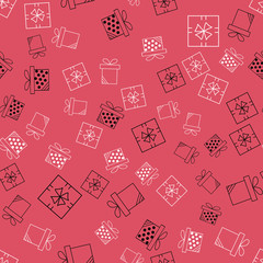 Gift boxes and parcels. Seamless vector pattern. Colorful background texture