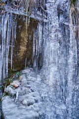 Icicles from a frozen waterfall