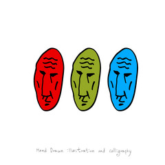 생각 일러스트 / 손으로 그린 캐릭터