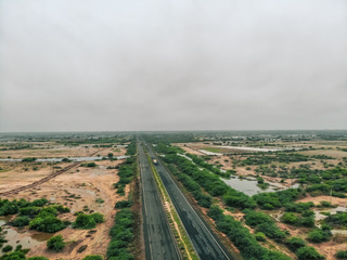 Aerial view of a road in plains