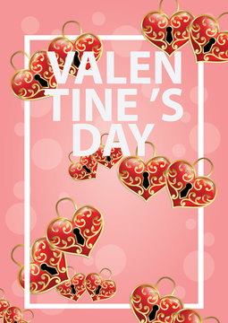 Red Hearts Pattern Gems Icons Love. The background image of a red ruby with a heart shape. background for valentine day.