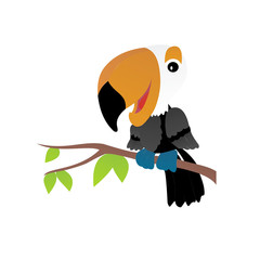 Illustration of  Tukan Toco Bird Cartoon, Cute Funny Character, Flat Design © Arya
