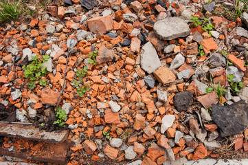 Pile of old destroyed bricks texture, background