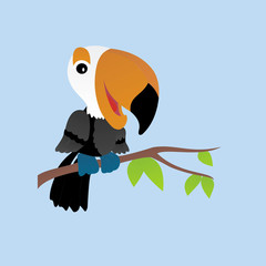 Illustration of  Tukan Toco Bird Cartoon, Cute Funny Character, Flat Design © Arya